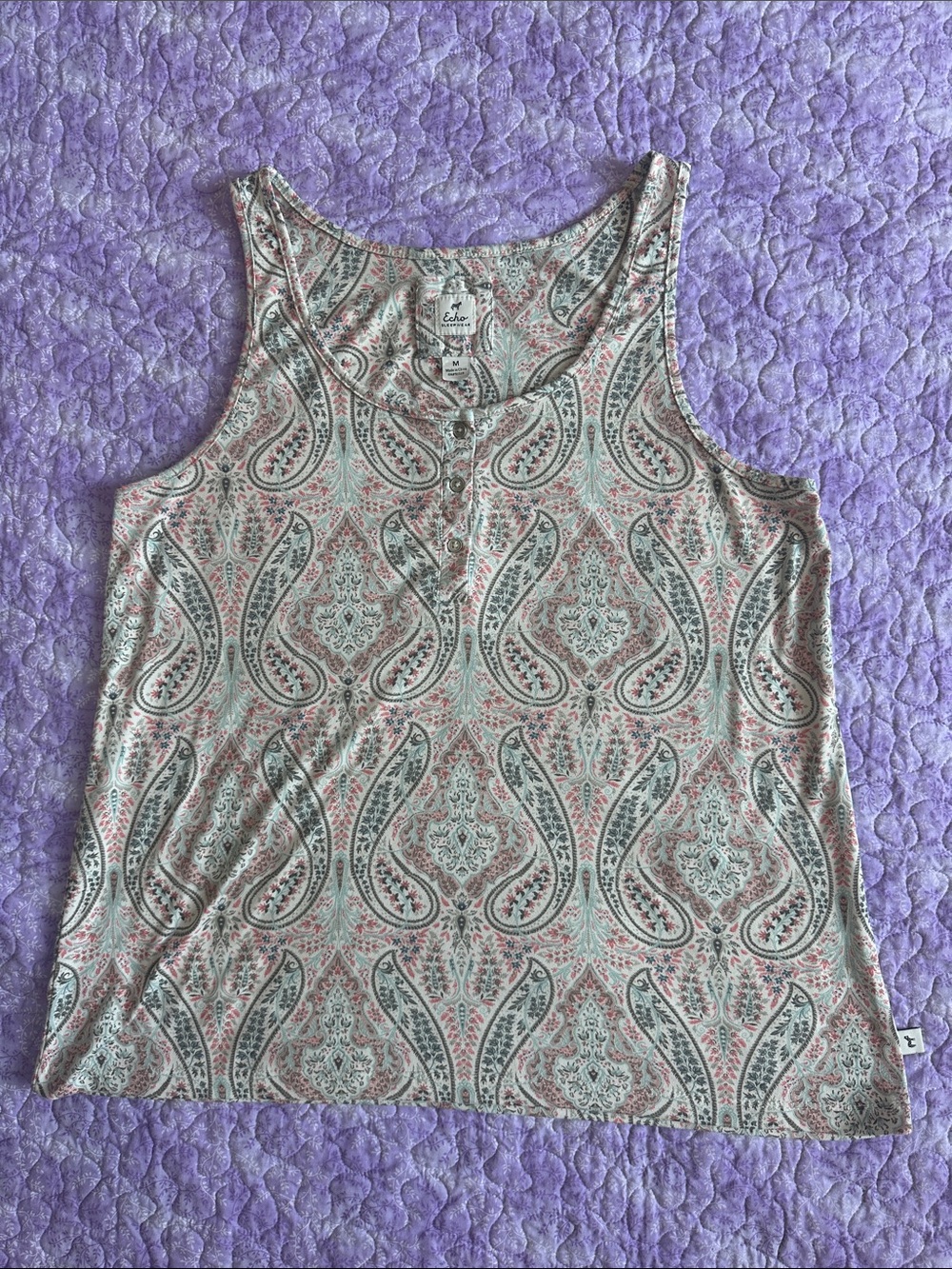 Echo Women’s Lightweight Paisley Pajama Set - Size Medium - Picture 2 of 13